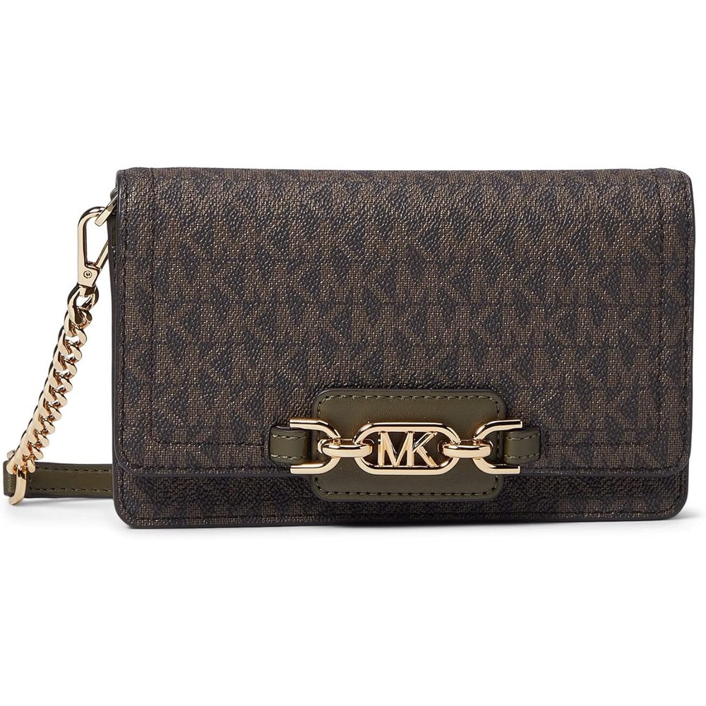 Michael Kors Signature Logo Jet Set Charm Small Phone Crossbody Brown/Olive